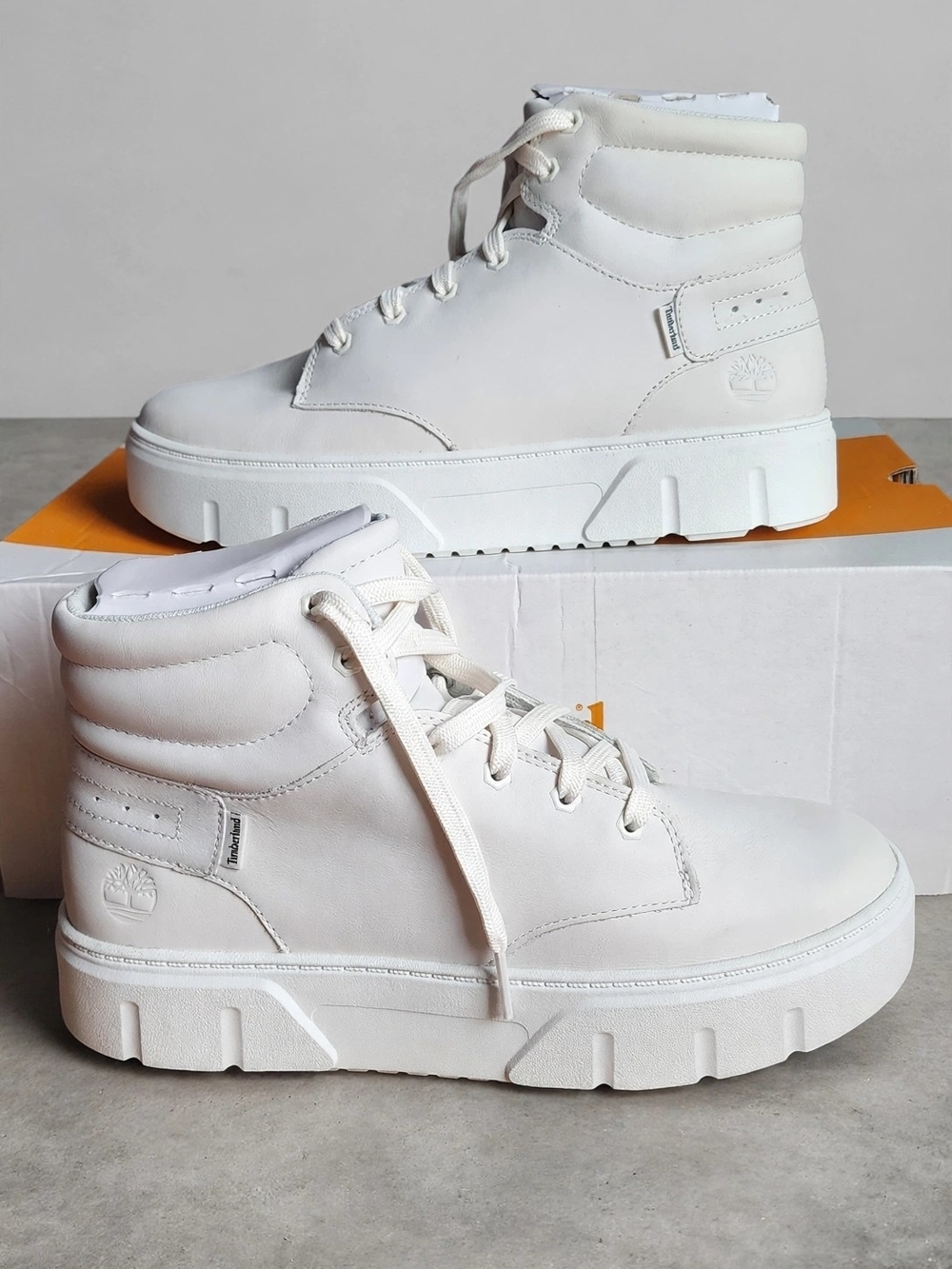 Timberland All-White Lace-Up High-Top Boots